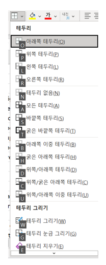 엑셀 - 테두리 -단축키