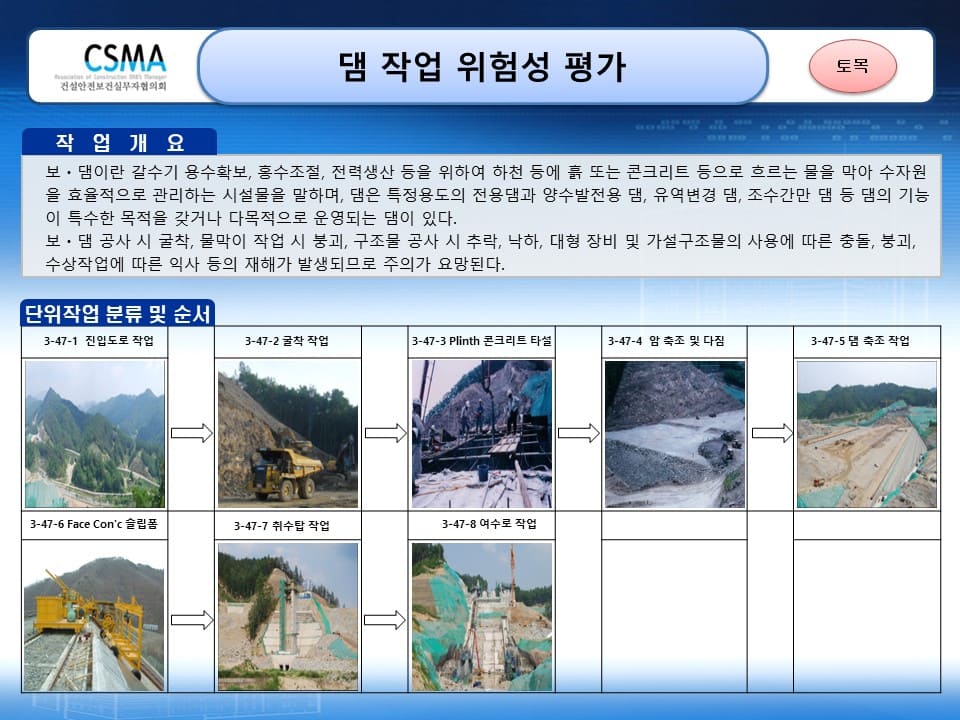  [건설공사 안전비법]_보,댐 작업 위험성평가 양식