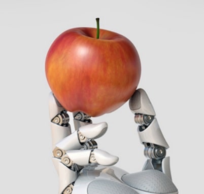 로보트 팔이 사과를 들고 있는 사진