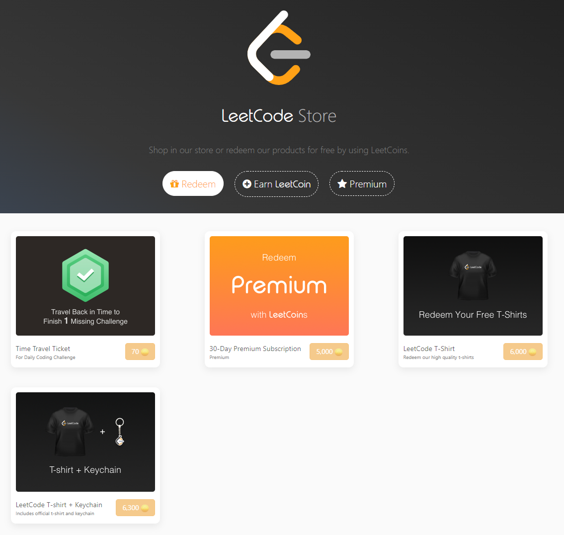  [LeetCode] Redeem Your Free T-Shirts