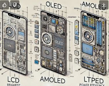 lcd,oled,amoled,ltpd 디스플레이 비교 이미지