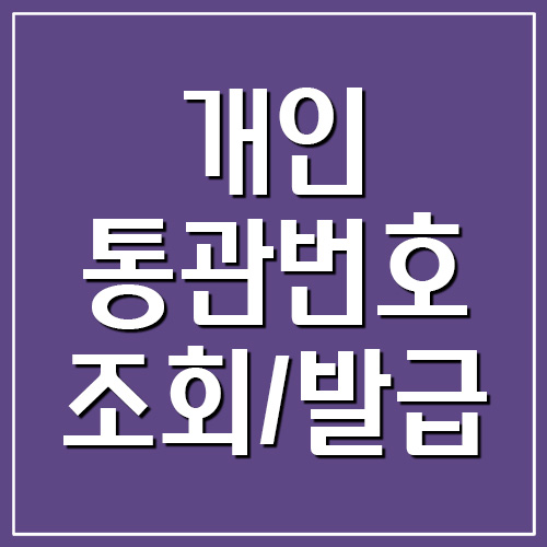 개인 통관번호 조회 및 발급 방법