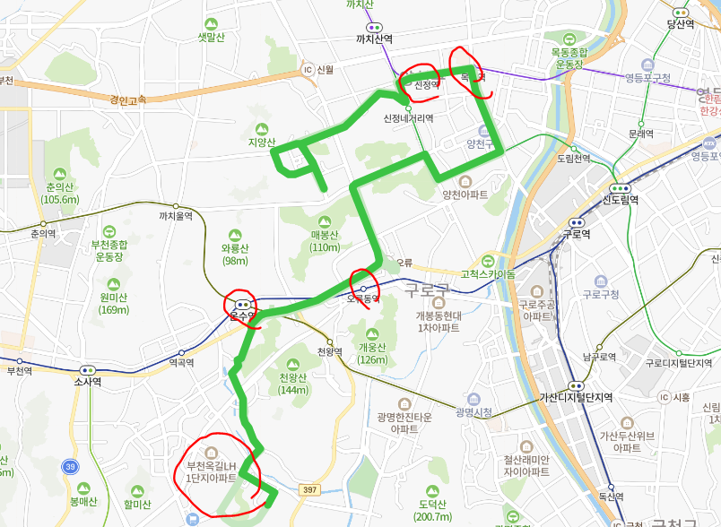 [서울] 6614번버스 노선, 시간표 :  신정역, 목동역, 오류동역, 부천 옥길동
