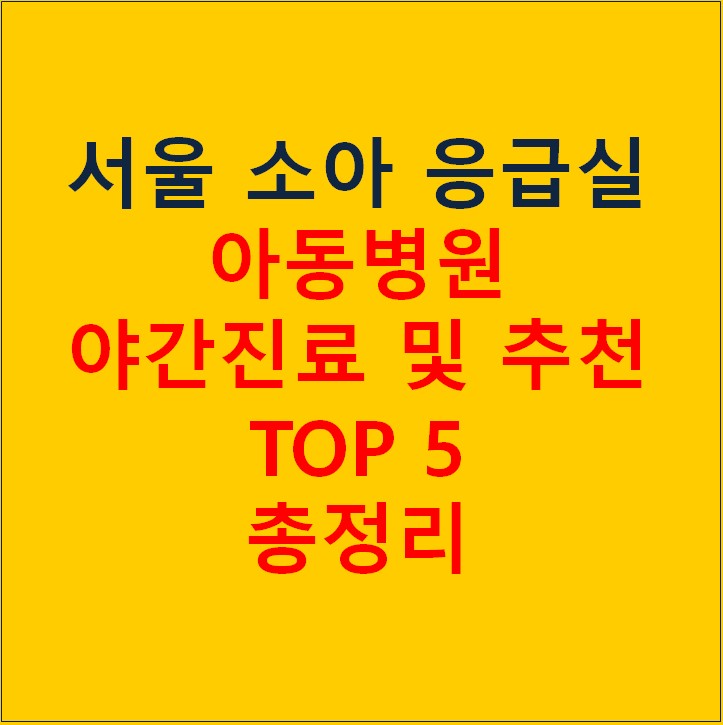 서울 소아 응급실 아동병원 (야간진료 포함) 추천 Top 7 정리