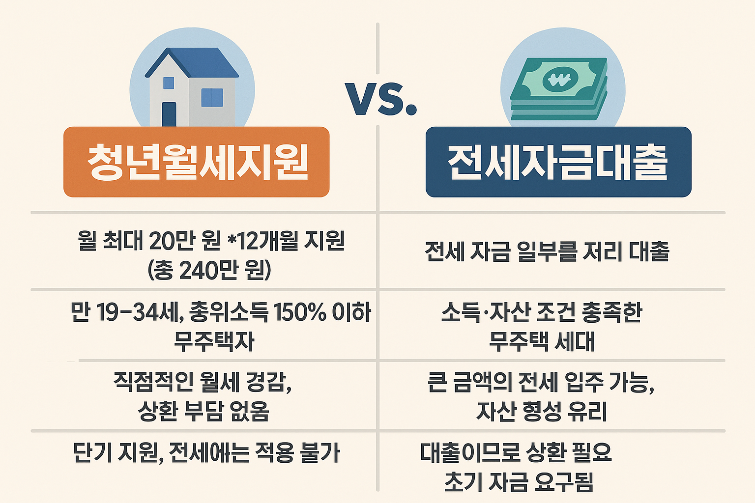 청년월세지원 vs 전세자금대출, 어떤 게 더 이득일까?