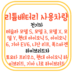리튬배터리 시용 차량, 전기차, 하이브리드차