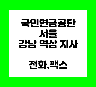  국민연금공단 강남 역삼 지사 전화번호