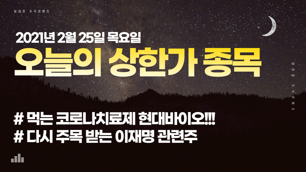  [급등주발굴법] 2021년 2월 25일 오늘의 상한가 종목분석 - 주식딜라잇