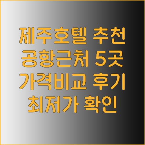 제주도 호텔 추천 제주공항 근처 5곳