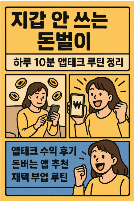 지갑 안 쓰는 돈벌이 – 하루 10분 앱테크 루틴 정리 (앱테크 수익 후기, 돈버는 앱 추천, 재택 부업 루틴)