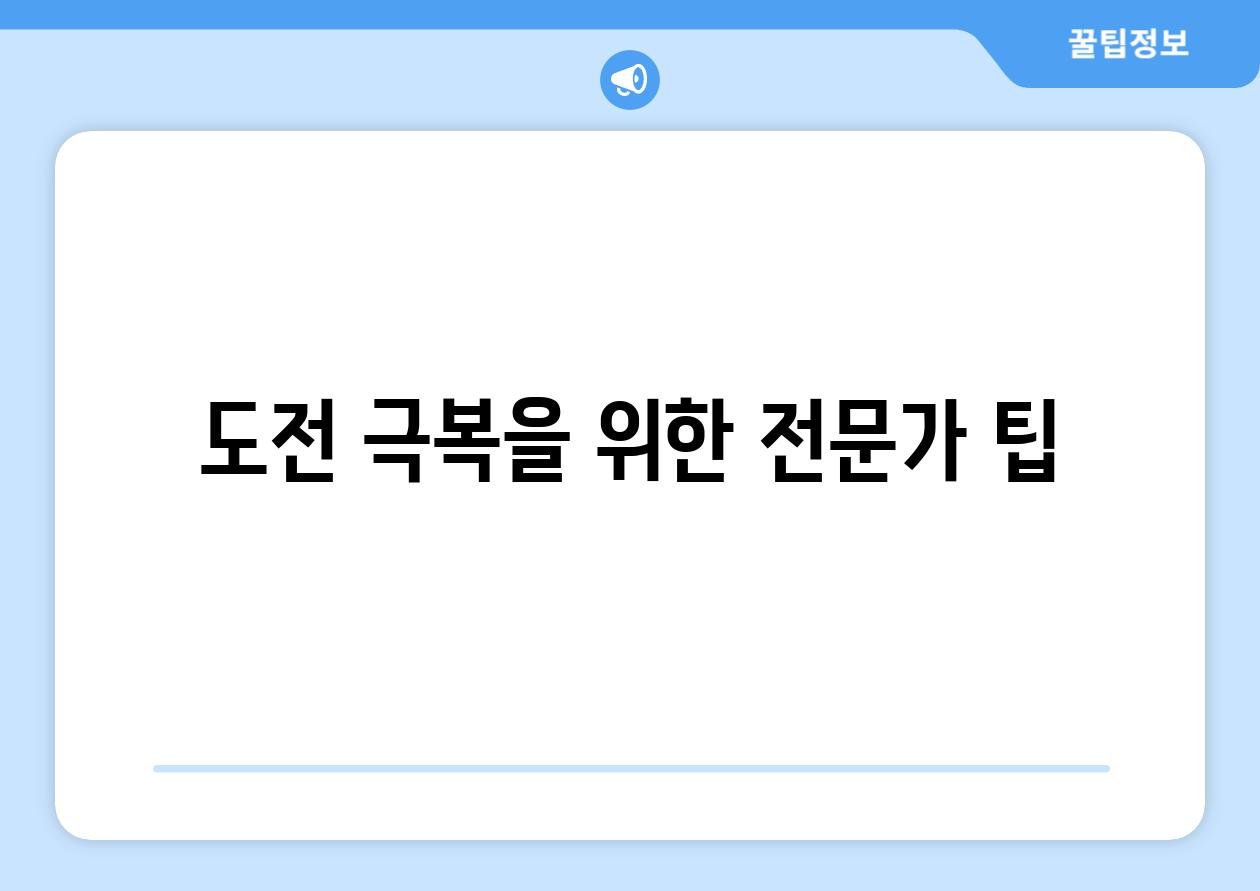 도전 극복을 위한 전문가 팁