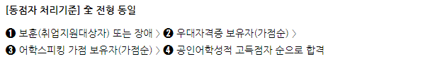 인천국제공항공사 채용 동점자 처리기준