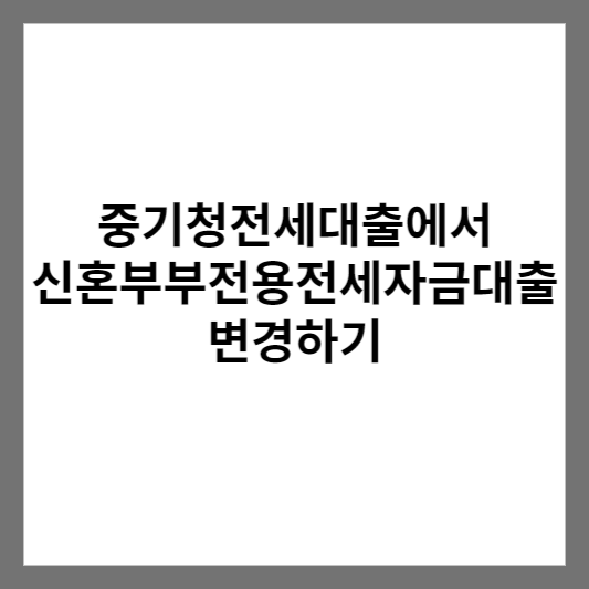  중소기업 전세 대출에서 신혼부부 전용 전세자금대출로 변경