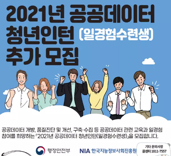 2021년 공공데이터 청년인턴 추가모집 공고문(출처 : 행정안전부)