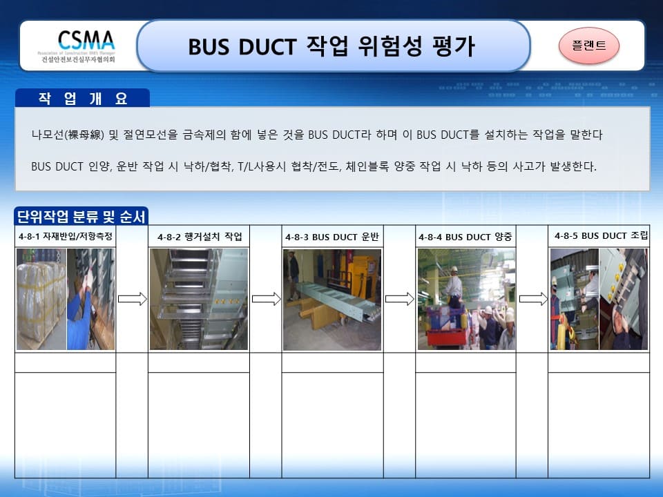  [건설공사 안전비법]_부스덕트 작업 위험성평가 양식