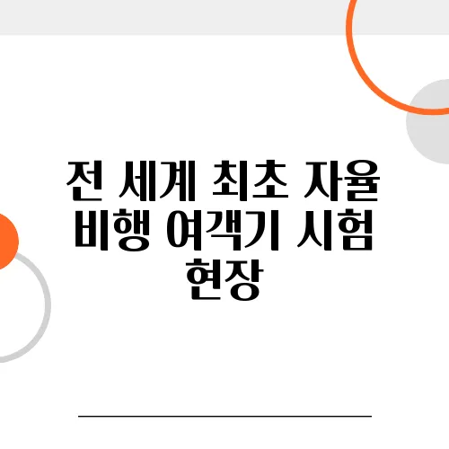 전 세계 최초 자율 비행 여객기 시험 현장