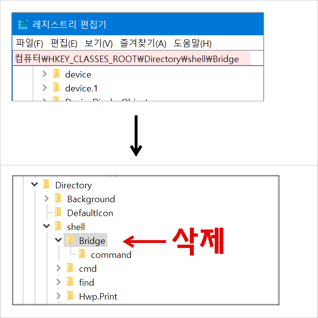 Browse in Adobe Bridge CS 삭제 방법 마우스 오른쪽 버튼 메뉴