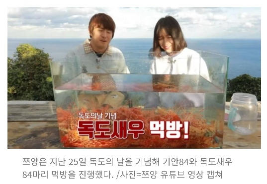 먹방계 왕 쯔양 독도는 한국땅 일본 네티즌 구독취소 줄을 이어