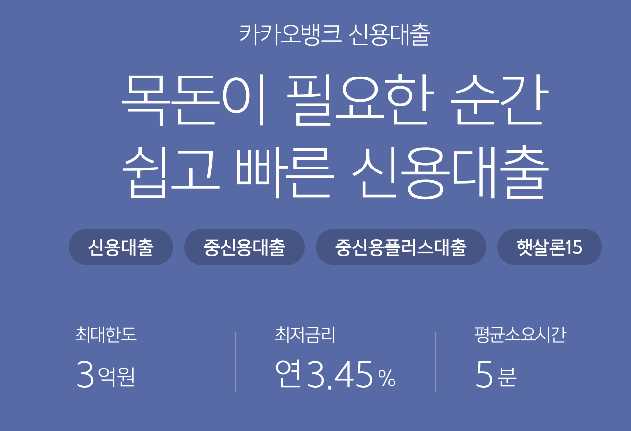 카카오뱅크 신용대출 가입대상, 신청방법
