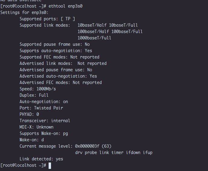 ethtool enp3s0