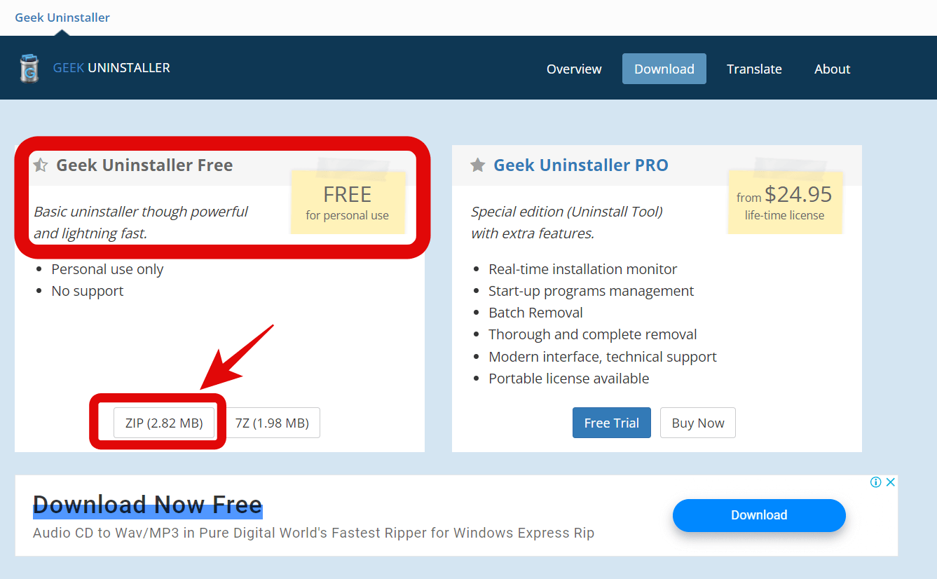 GeekUninstaller 다운로드 방법