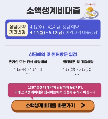  긴급 소액 생계비 대출 100만원 신청 자격 지원 조건 방법 구비서류