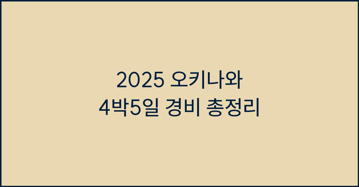 2025 오키나와 4박5일 경비