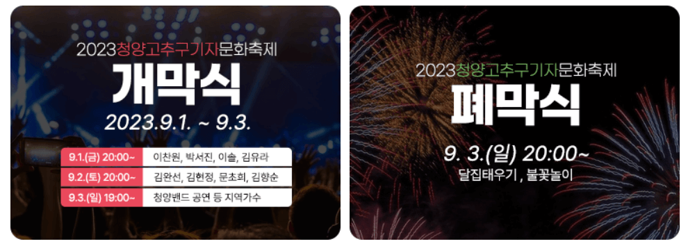 청양고추구기자 축제 일정&#44; 프로그램&#44; 초대가수(김완선&#44; 이찬원 출연)