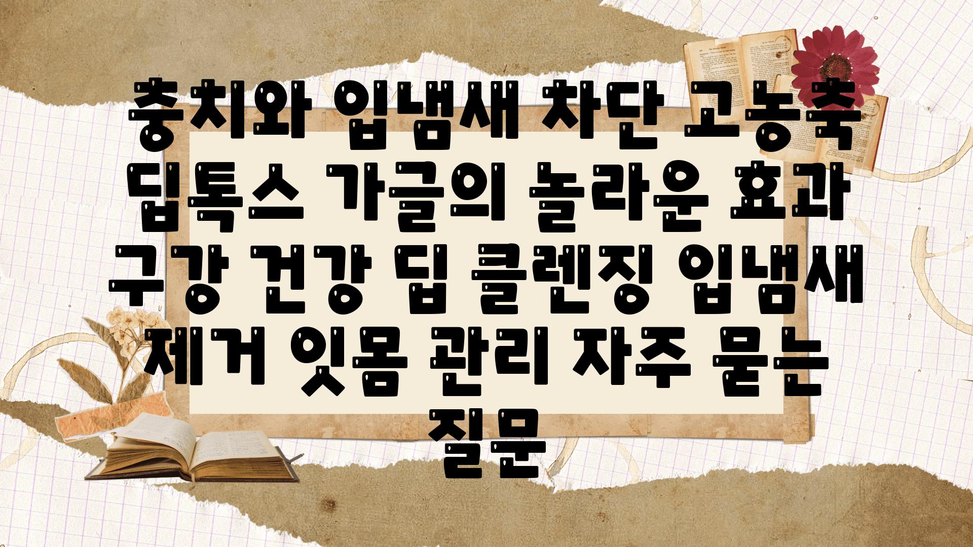  충치와 입냄새 차단 고농축 딥톡스 가글의 놀라운 효과  구강 건강 딥 클렌징 입냄새 제거 잇몸 관리 자주 묻는 질문