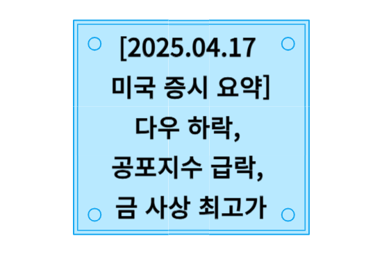 2025.04.17 미국 증시 요약, 다우 하락, 공포지수 급락, 금 사상 최고가