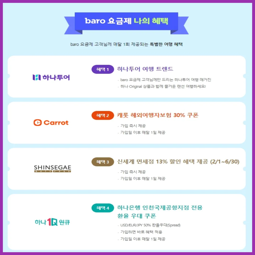 SK 로밍 가격 바로 로밍 요금제 50%할인 신청방법