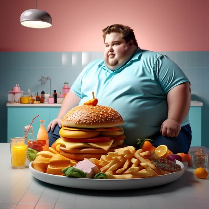 서구형-식사-비만인-남성-햄버거