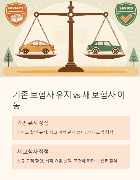 기존 보험사 유지와 새 보험사 이동