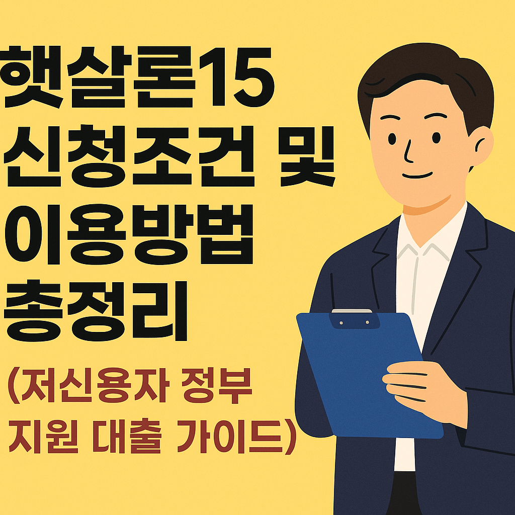 햇살론15 신청조건 및 이용방법 총정리