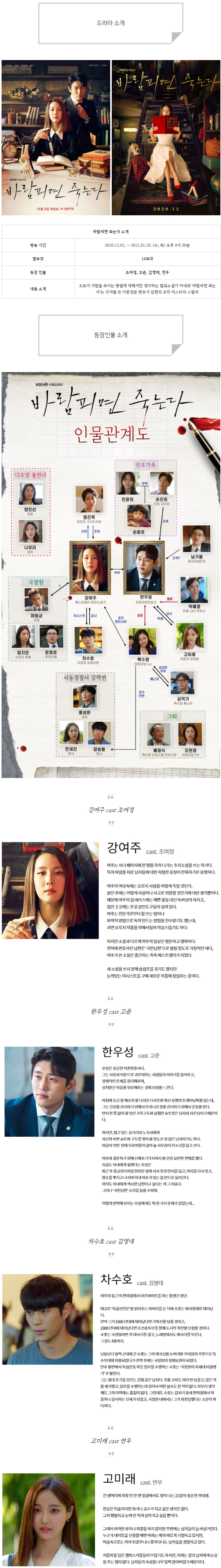  [수목드라마] 바람피면 죽는다 인물관계도, 몇부작, 정보 소개