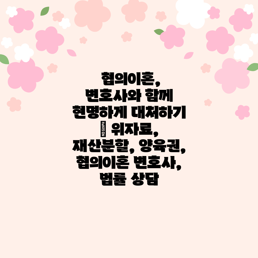  협의이혼, 변호사와 함께 현명하게 대처하기  위자료,