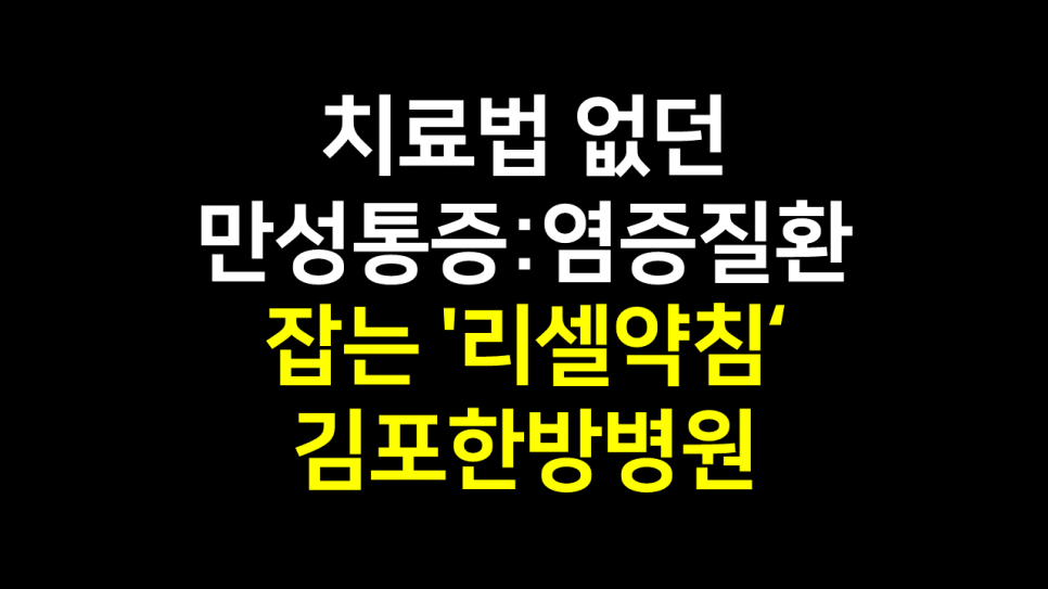  김포한방병원 : 치료법 없던 만성통증:염증질환 잡는 '리셀약침'