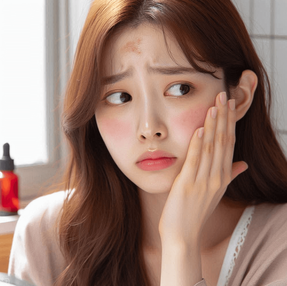 기미 생기는 이유 글에 사용한 기미로 고민하는 여자