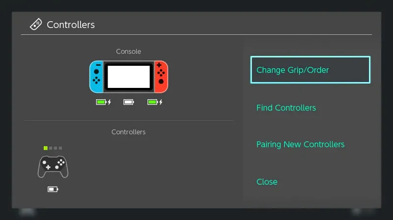 Nintendo Switch 컨트롤러 설정 메뉴