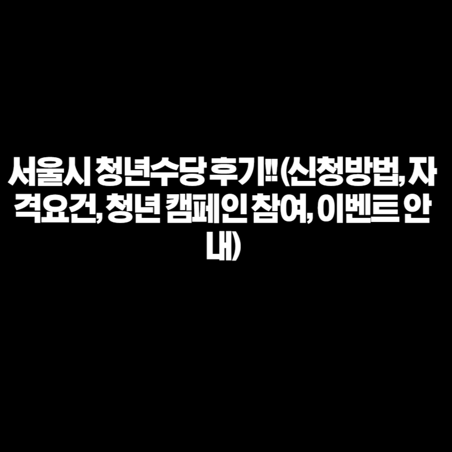 서울시 청년수당 후기!! (신청방법, 자격요건, 청년 캠페인 참여, 이벤트 안내) 서울시 청년수당 후기!! (신청방법, 자격요건, 청년 캠페인 참여, 이벤트 안내)
