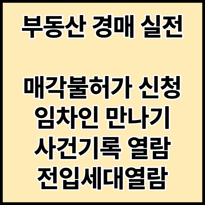  [부동산 경매] 낙찰 후 매각불허가신청, 임차인만나기, 사건기록열람 및 권리분석 꿀팁
