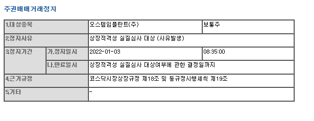 주권매매거래정지