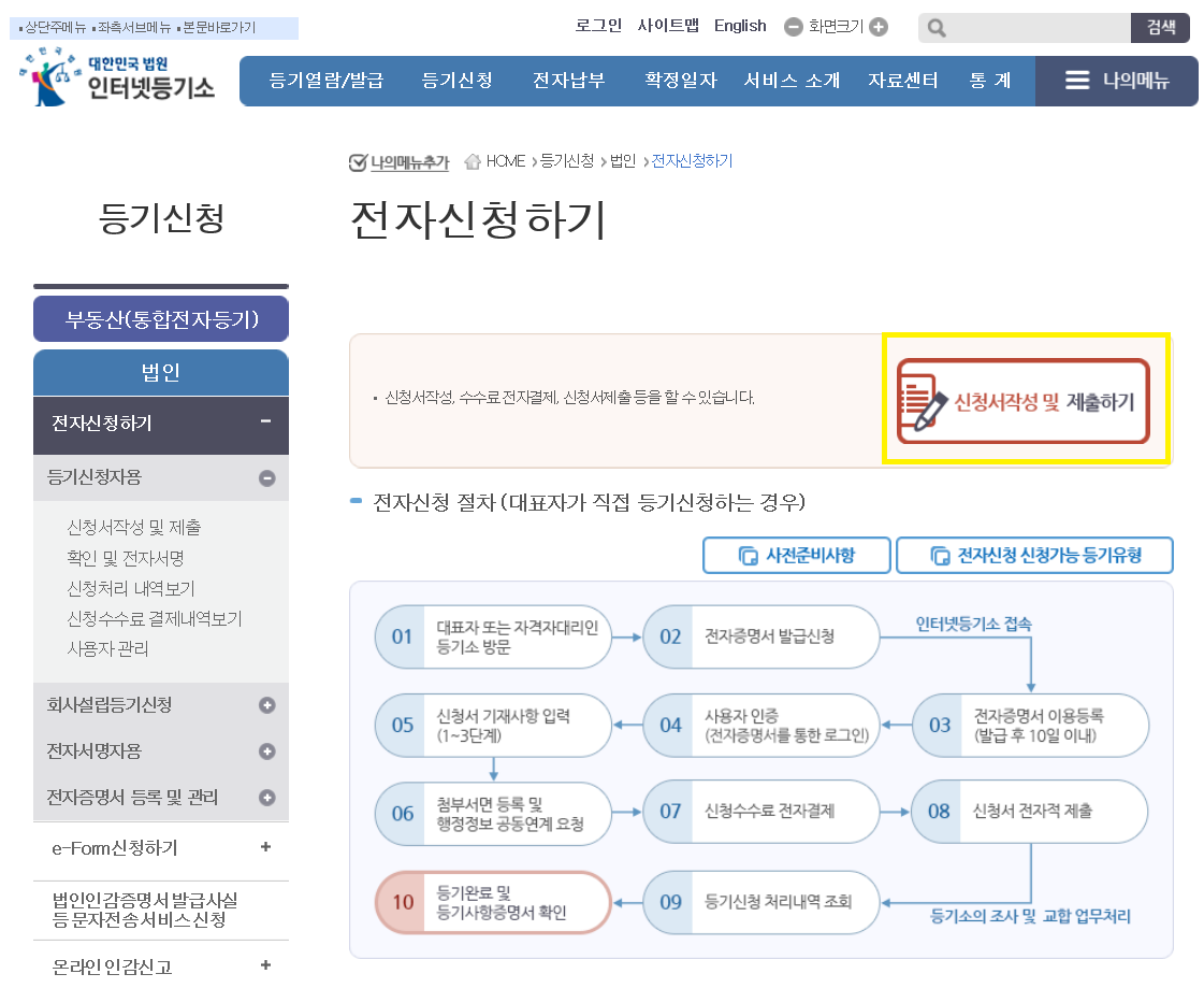 인터넷등기소-전자증명서로그인-법인등기-전자신청