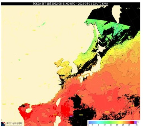 한반도 주면 해수면 온도