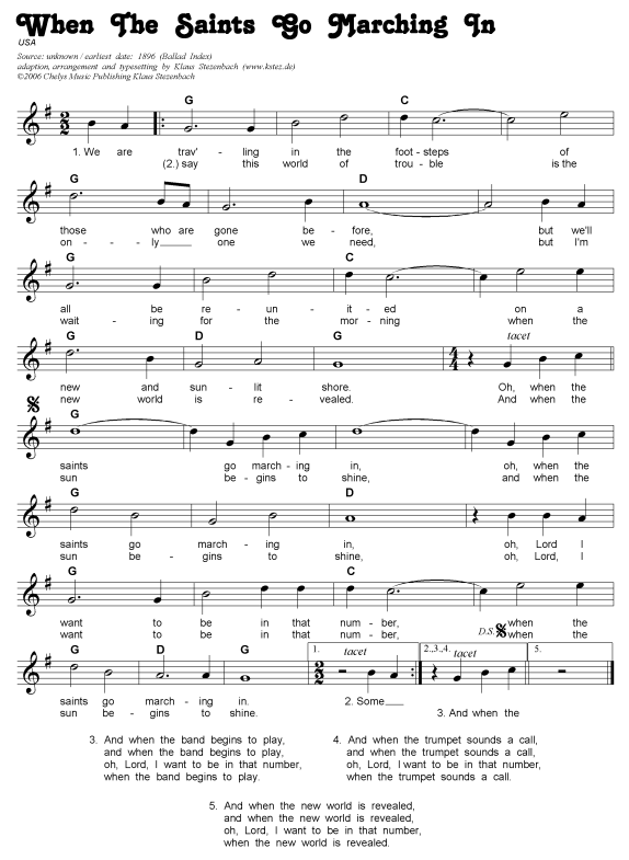 when the saints go marching in 악보