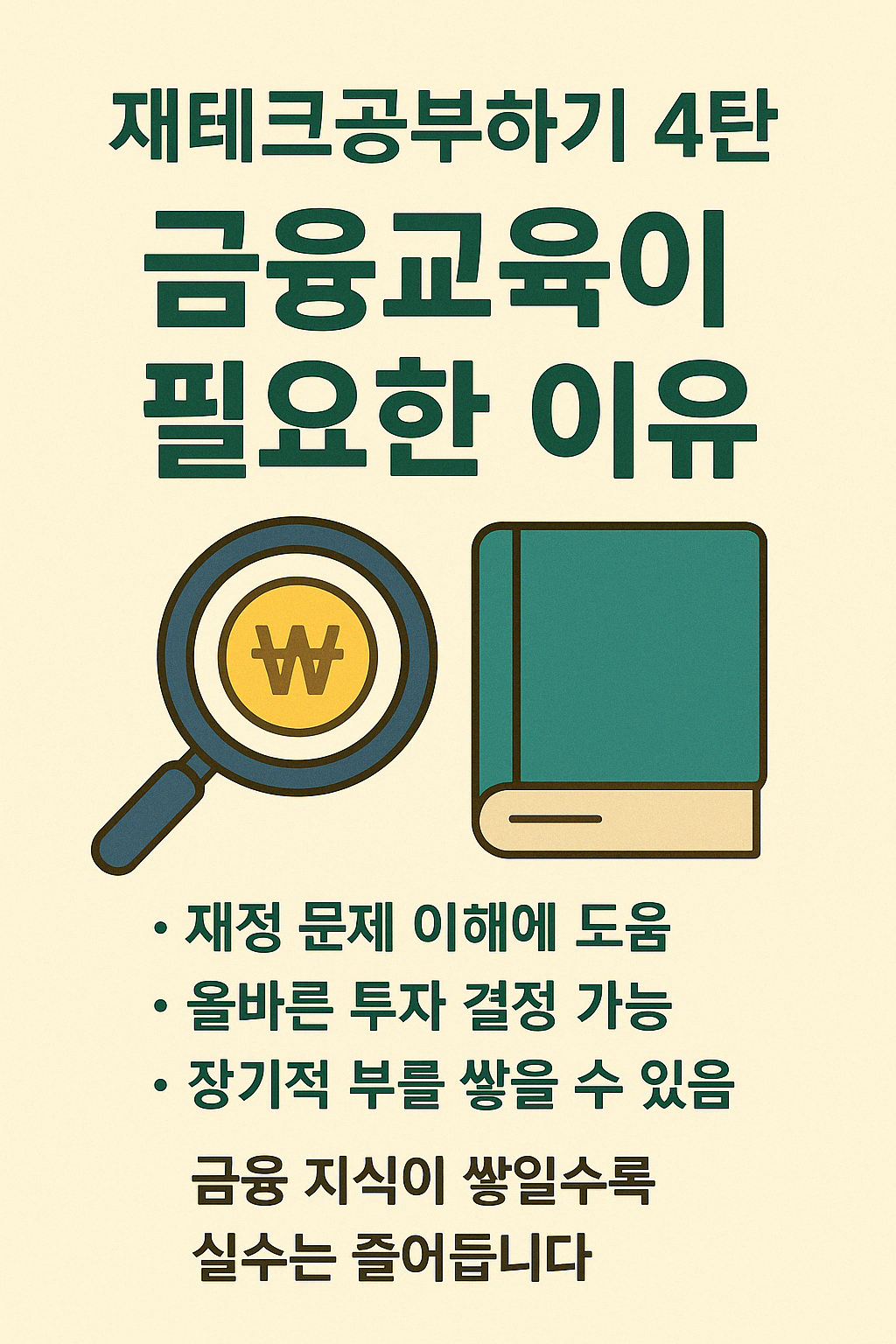 재테크 공부 인포그래픽 - 금융 교육이 필요한 이유 요약