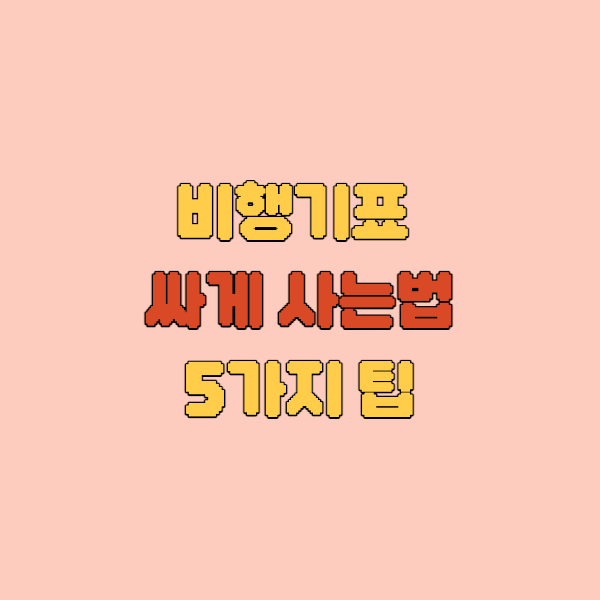 비행기표 싸게 사는법 5가지