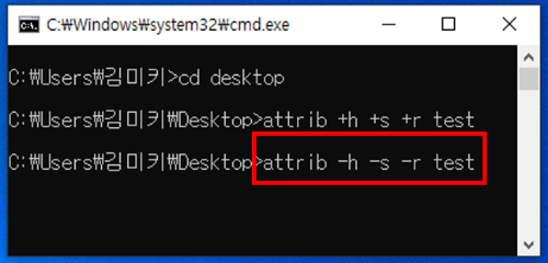 attrib 명령어