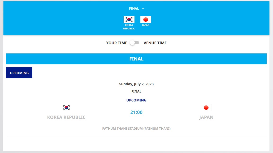 2023년 U17 아시안컵 결승 한일전 일정