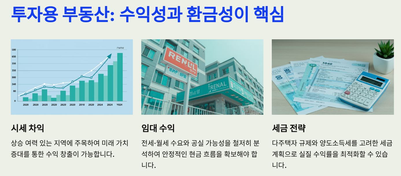 투자용 부동산: 수익성과 환금성이 핵심